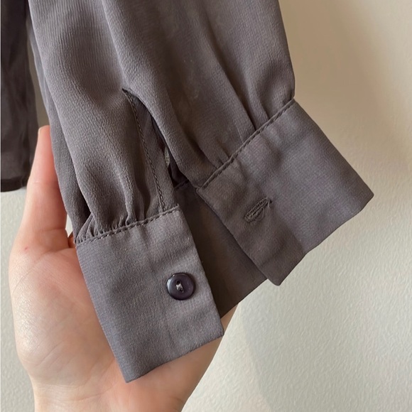 Sheer Gray Blouse with Rhinestone Collar - Picture 4 of 4